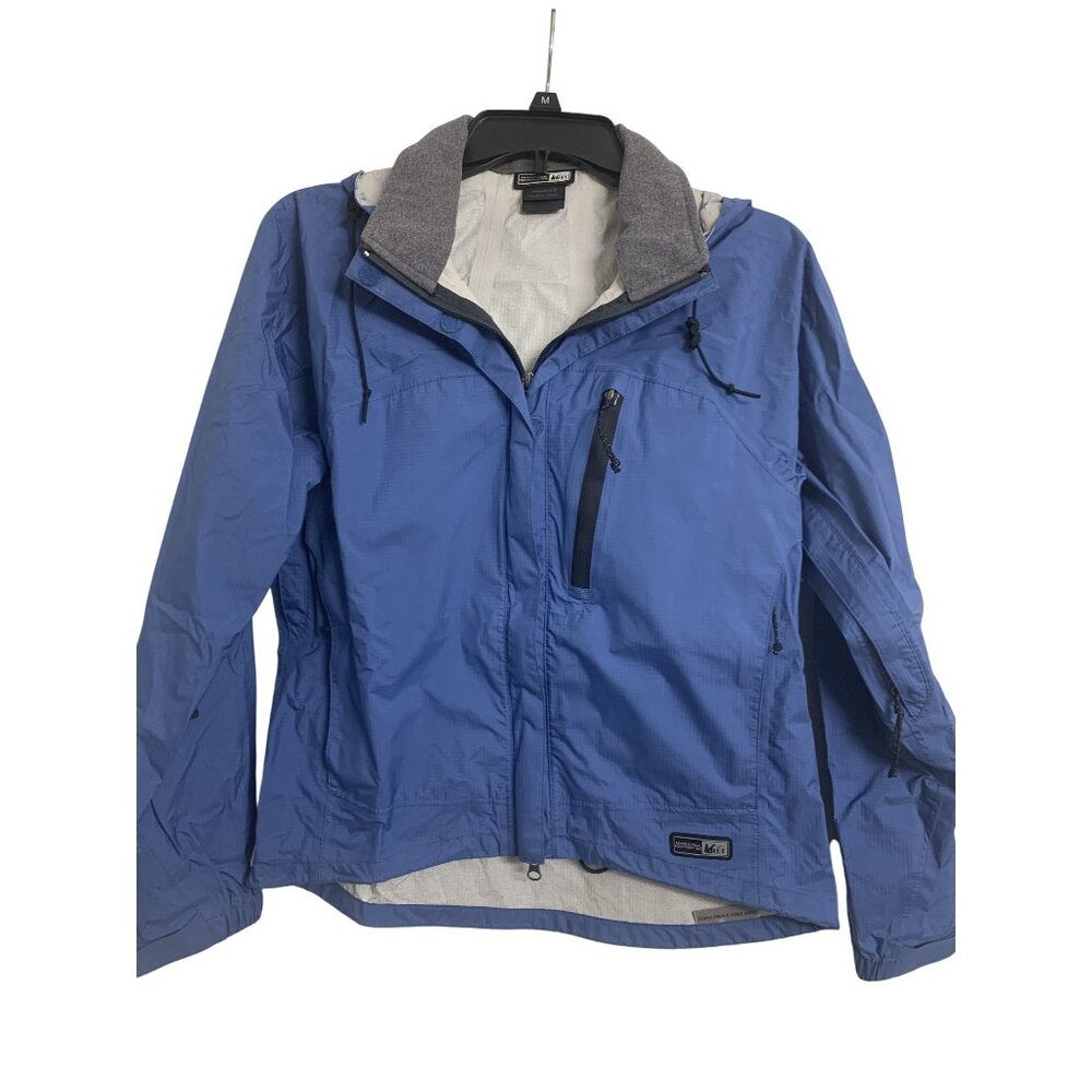 Vintage REI Nylon Hooded Outdoor Hiking Topo Print‎ Jacket Size S